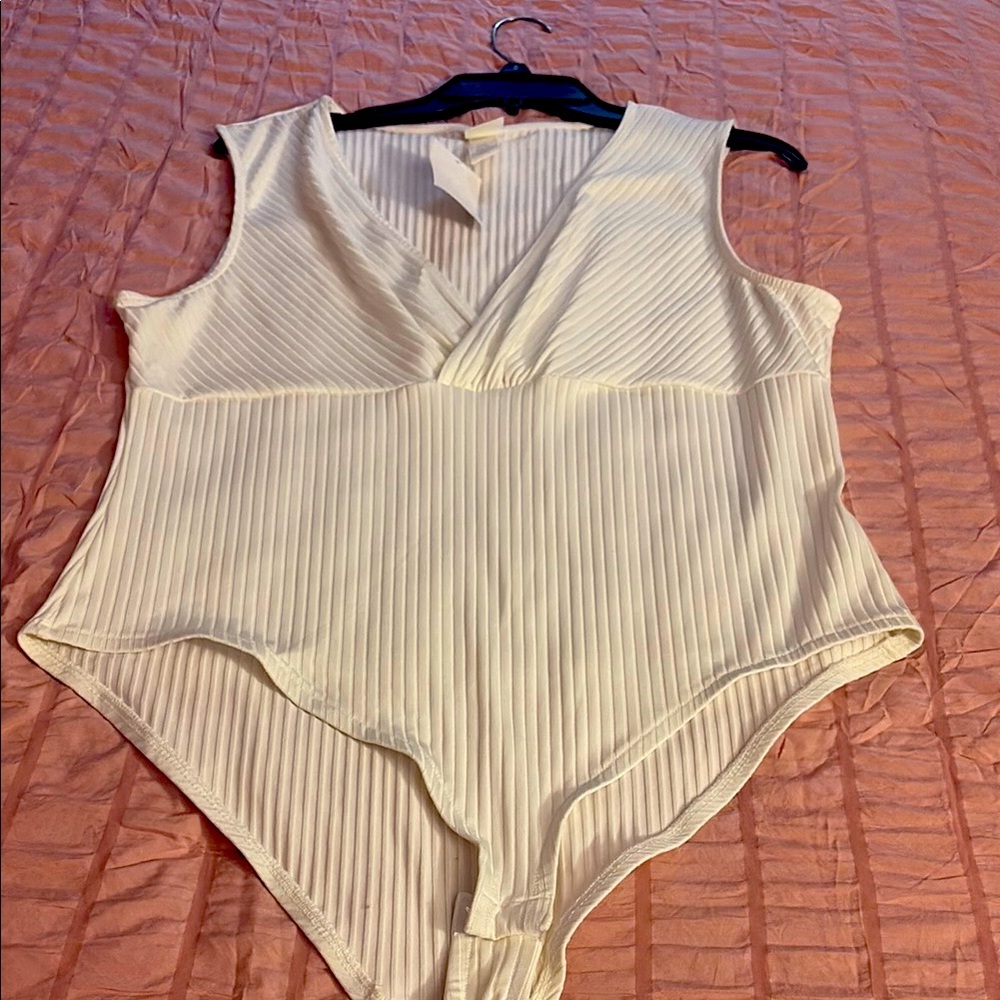 White Sleeveless Ribbed Bodysuit